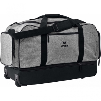 Erima Reisetasche Travel Line XL - Rollentasche mit Bodenfach - grey melange/black